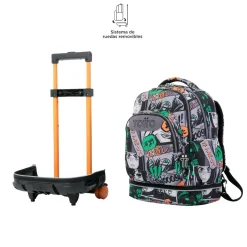 TOTTO Material Escolar*- Mochila escolar ruedas desmontable manga Tiza