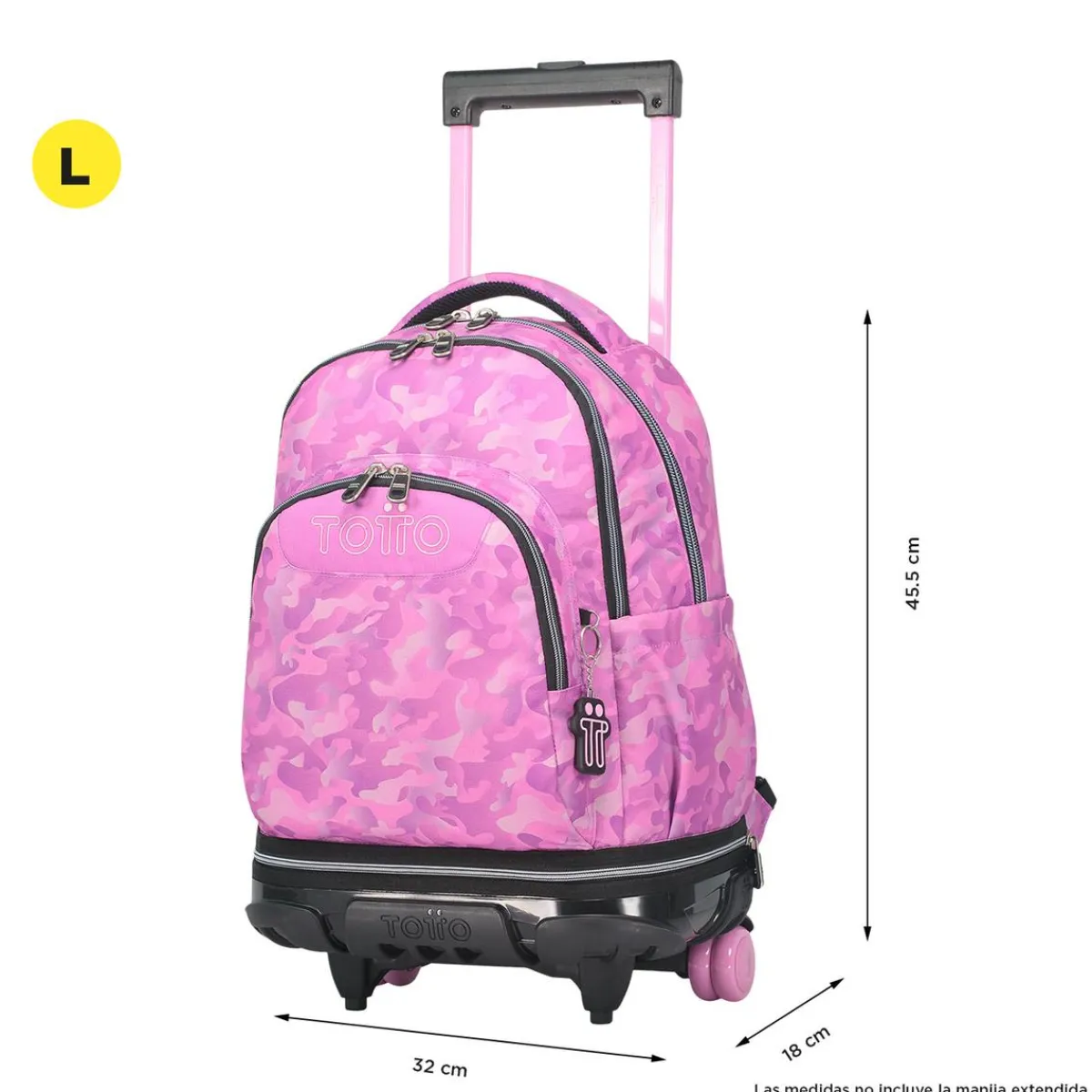 TOTTO Material Escolar*- Mochila escolar ruedas desmontable camuflaje rosa Tiza