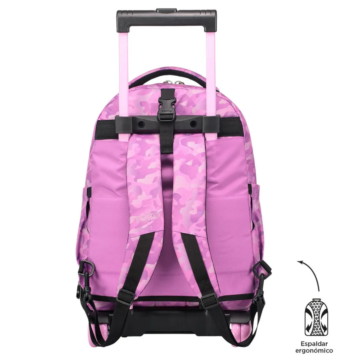 TOTTO Material Escolar*- Mochila escolar ruedas desmontable camuflaje rosa Tiza