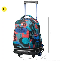 TOTTO Material Escolar*- Mochila escolar ruedas desmontable cyber monstruos Tiza