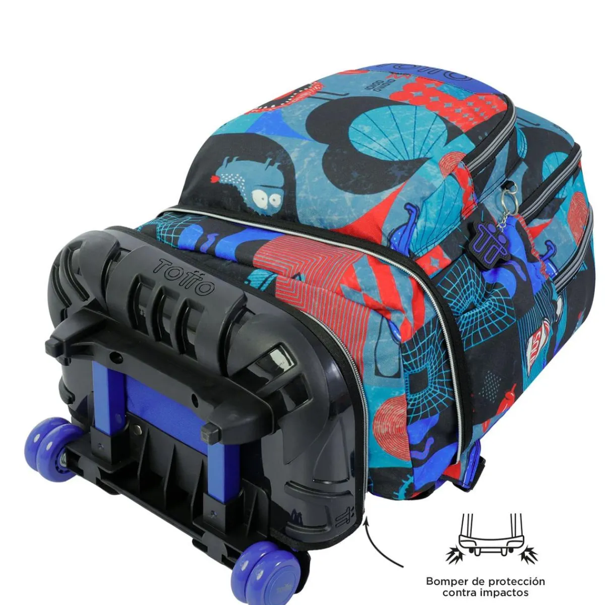 TOTTO Material Escolar*- Mochila escolar ruedas desmontable cyber monstruos Tiza