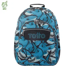TOTTO Material Escolar*- Mochila escolar tiburones Crayoles