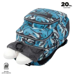 TOTTO Material Escolar*- Mochila escolar tiburones Crayoles