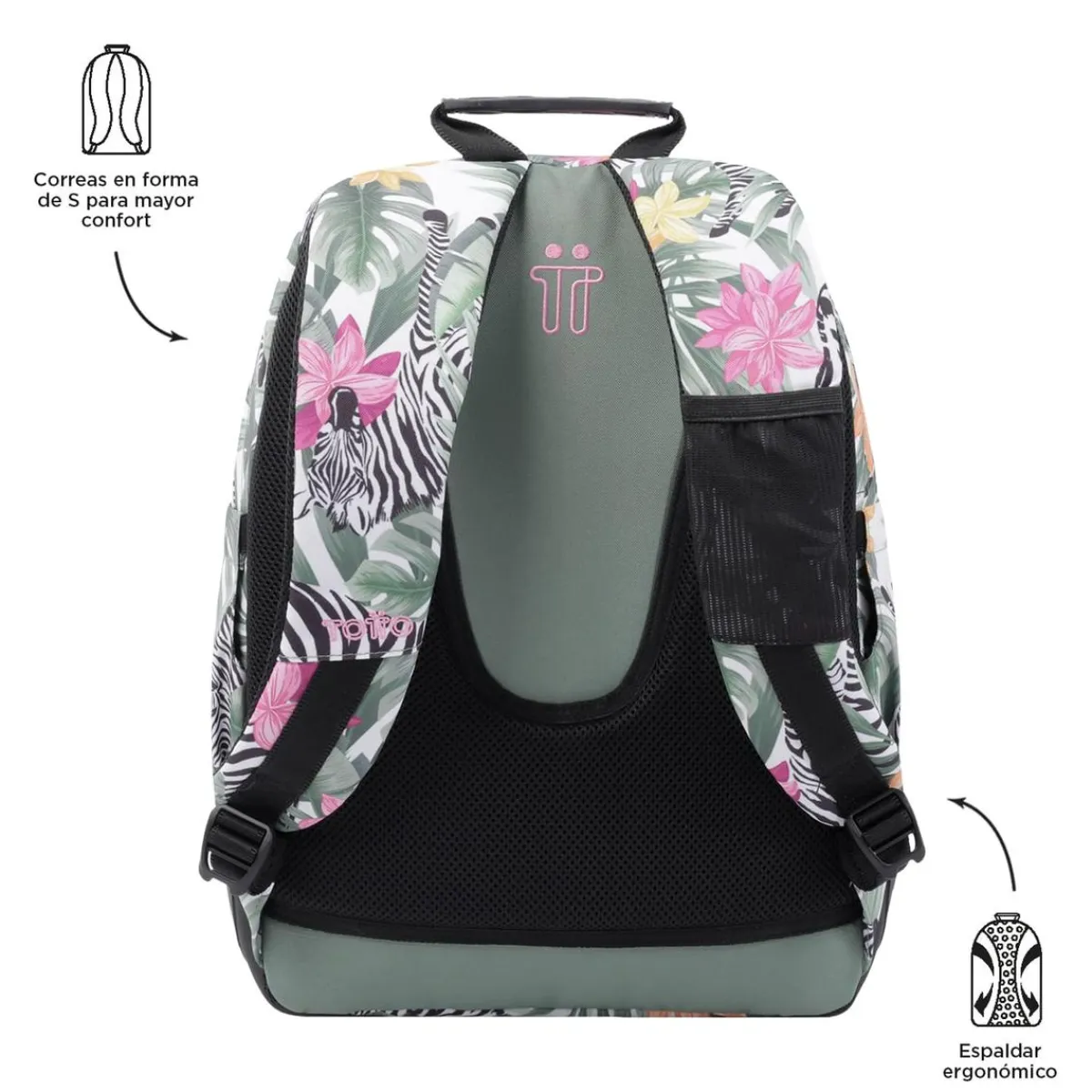TOTTO Material Escolar*- Mochila escolar tropical cebras Crayoles