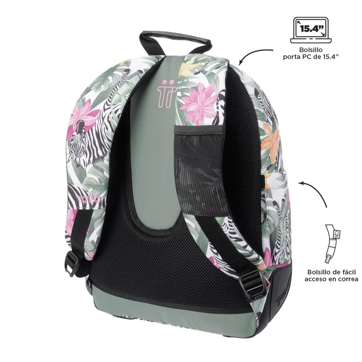 TOTTO Material Escolar*- Mochila escolar tropical cebras Crayoles