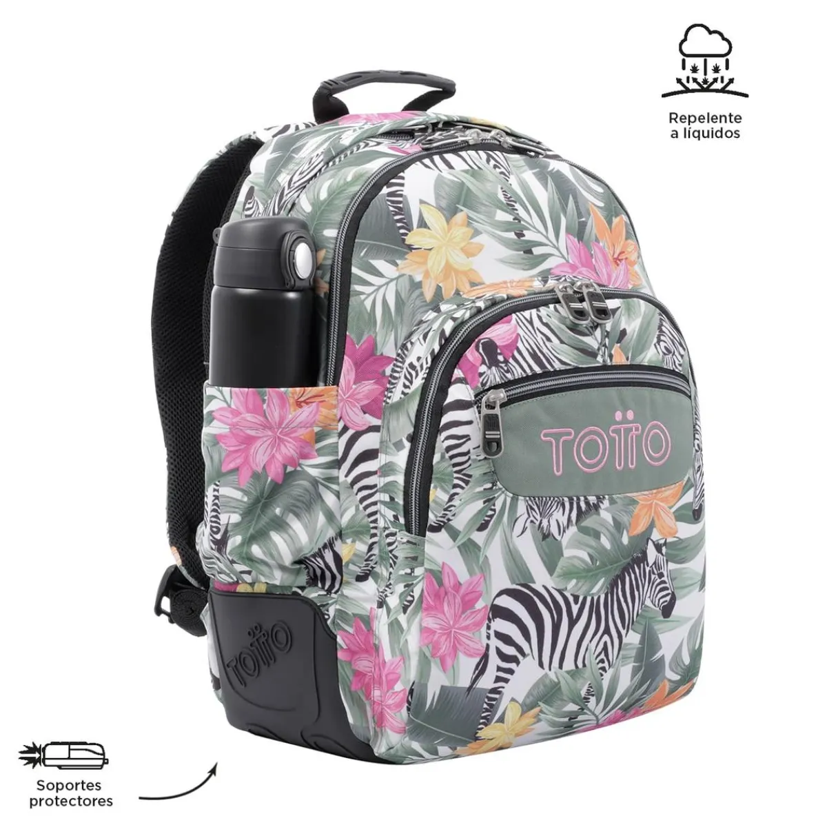 TOTTO Material Escolar*- Mochila escolar tropical cebras Crayoles