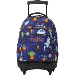 TOTTO Material Escolar*- Mochila Renglones con ruedas Space Blue