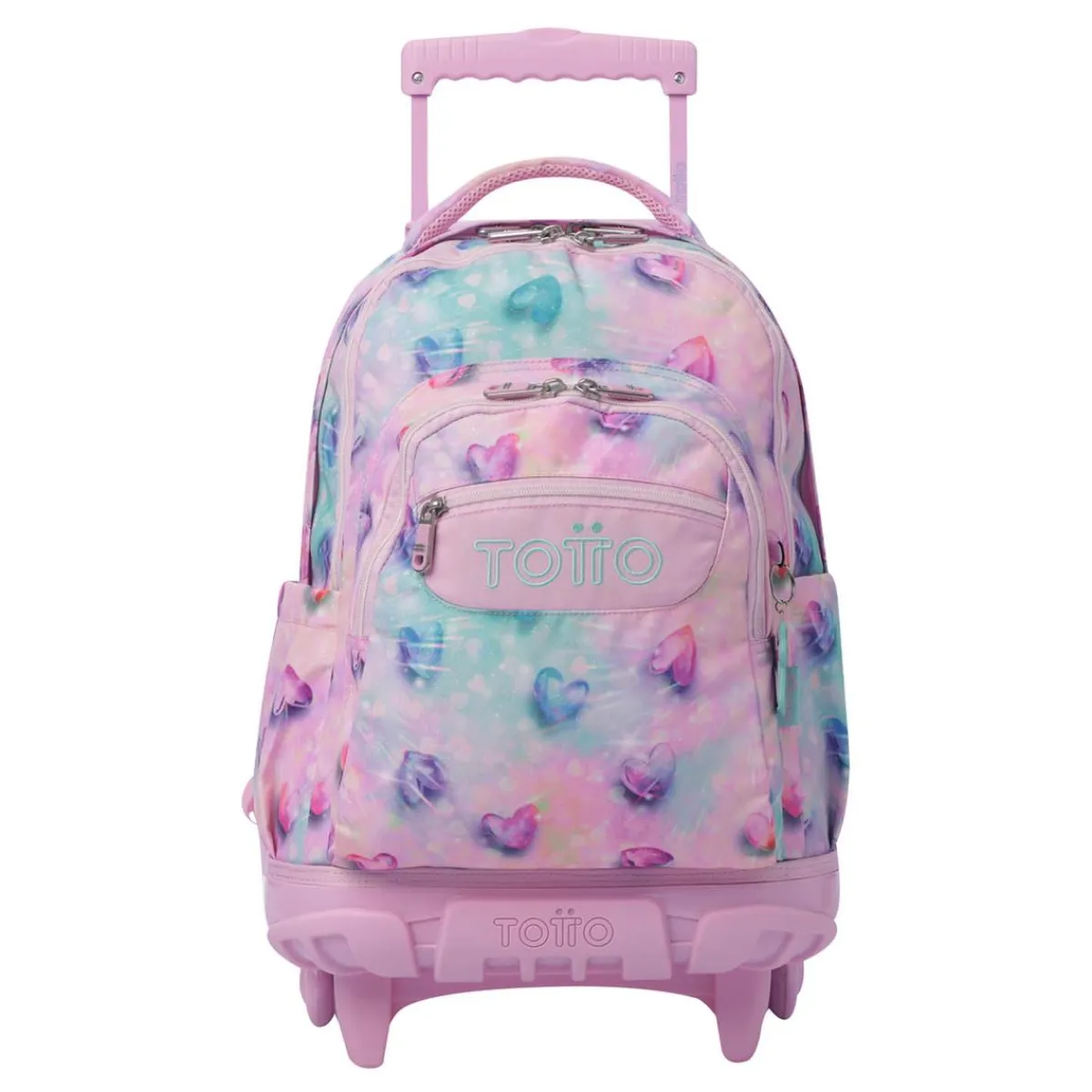 TOTTO Material Escolar*- Mochila Renglones con ruedas Glitter Shiny Heart