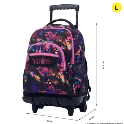 TOTTO Material Escolar*- Mochila Renglones con ruedas - Flower Galaxy