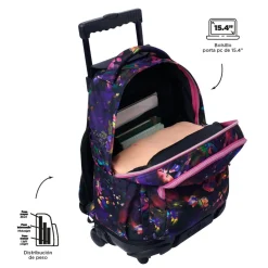 TOTTO Material Escolar*- Mochila Renglones con ruedas - Flower Galaxy