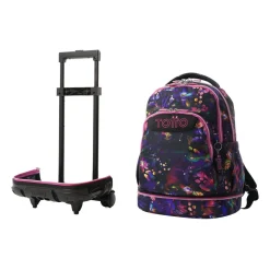 TOTTO Material Escolar*- Mochila Tiza con ruedas Flower Galaxy