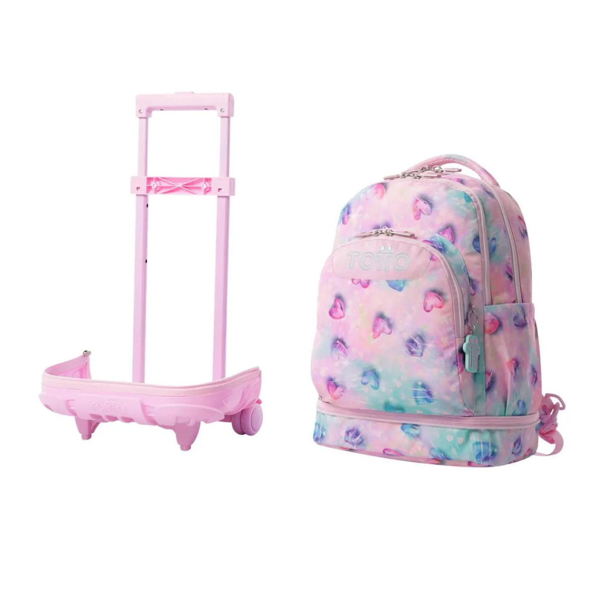 TOTTO Material Escolar*- Mochila Tiza con ruedas Glitter Shiny Heart