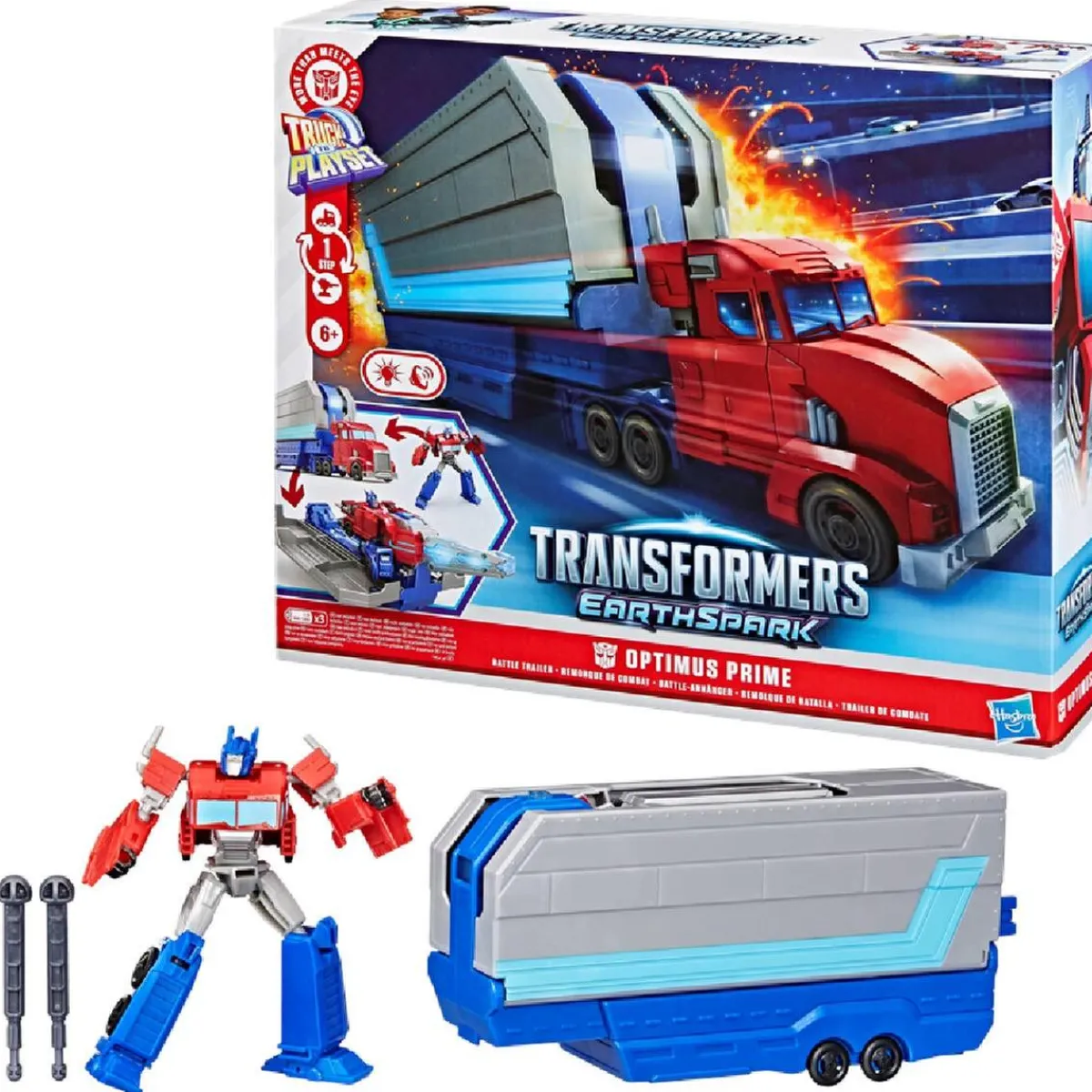 Transformers Figuras De Acción*EarthSpark - Trailer de batalla de Optimus Prime