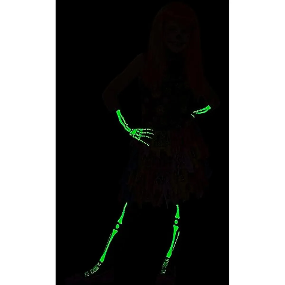RUBIE'S Disfraces|Halloween*Vestido y medias efecto glow in dark para Halloween, Carnaval, Fiestas y cumpleaños ㅤ