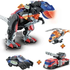VTECH Coleccionables Y Mini Mundos*- Dinosaurio Switch&Go con bomberos y vehículos Mega T-Rex ㅤ