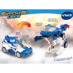 VTECH Coleccionables Y Mini Mundos*- Switch & Go Dinos Patrulla, tericinosaurio coche de policía transformable ㅤ