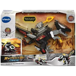 VTECH Coleccionables Y Mini Mundos*- Velocirráptor transformable en vehículo Switch & Go Dinos, color negro ㅤ